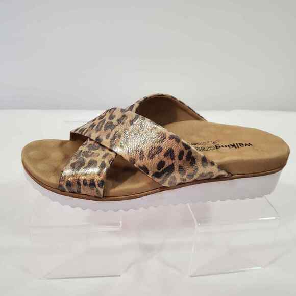 Walking Cradles Sandals Women's 8.5 Hudson Metallic Leopard Leather Slip On New - Picture 5 of 13